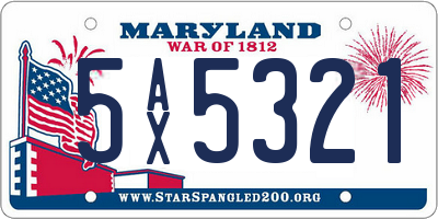 MD license plate 5AX5321