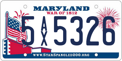 MD license plate 5AX5326