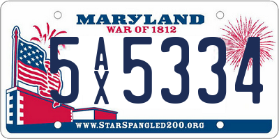 MD license plate 5AX5334