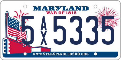 MD license plate 5AX5335