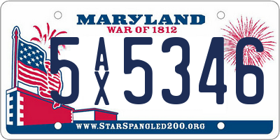 MD license plate 5AX5346