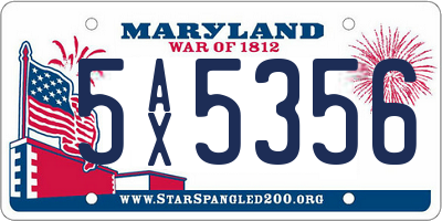 MD license plate 5AX5356
