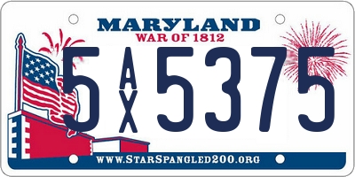 MD license plate 5AX5375