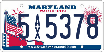 MD license plate 5AX5378
