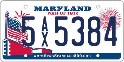 MD license plate 5AX5384