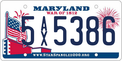 MD license plate 5AX5386