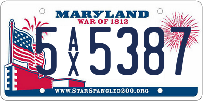 MD license plate 5AX5387