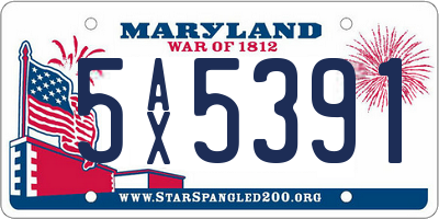 MD license plate 5AX5391