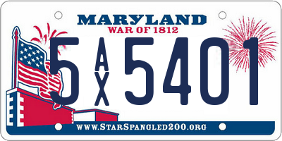 MD license plate 5AX5401