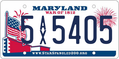 MD license plate 5AX5405