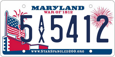 MD license plate 5AX5412