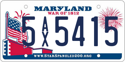 MD license plate 5AX5415