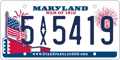MD license plate 5AX5419