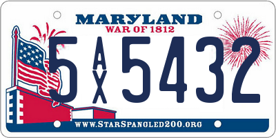 MD license plate 5AX5432