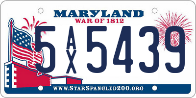 MD license plate 5AX5439