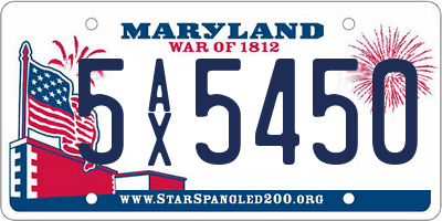 MD license plate 5AX5450