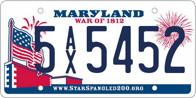 MD license plate 5AX5452