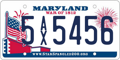 MD license plate 5AX5456