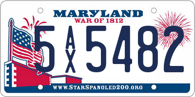 MD license plate 5AX5482