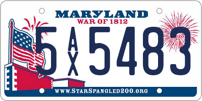 MD license plate 5AX5483