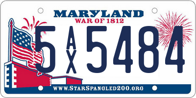 MD license plate 5AX5484