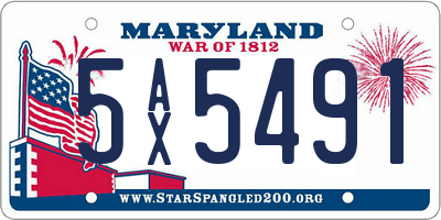 MD license plate 5AX5491