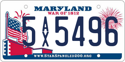MD license plate 5AX5496