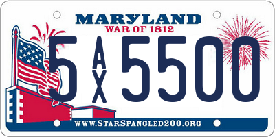 MD license plate 5AX5500