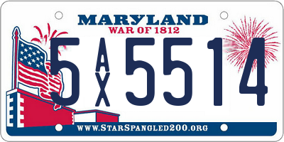 MD license plate 5AX5514