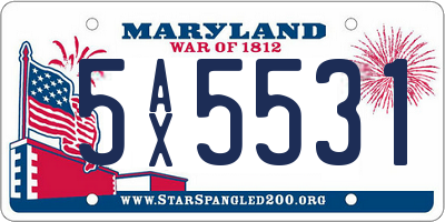 MD license plate 5AX5531