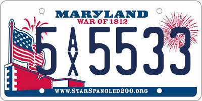 MD license plate 5AX5533
