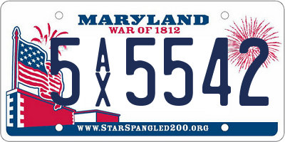 MD license plate 5AX5542