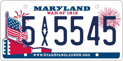 MD license plate 5AX5545
