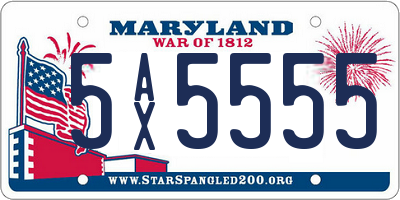 MD license plate 5AX5555