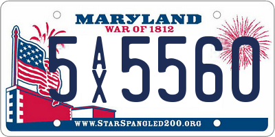 MD license plate 5AX5560