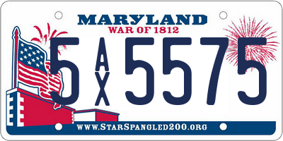 MD license plate 5AX5575