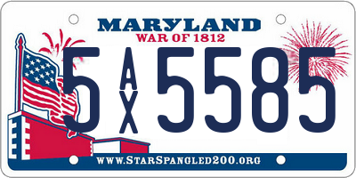 MD license plate 5AX5585