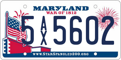 MD license plate 5AX5602