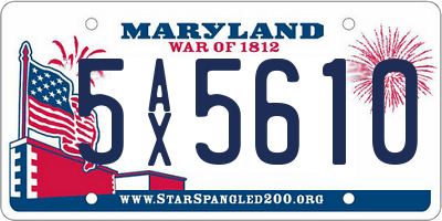MD license plate 5AX5610