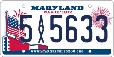 MD license plate 5AX5633