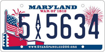 MD license plate 5AX5634
