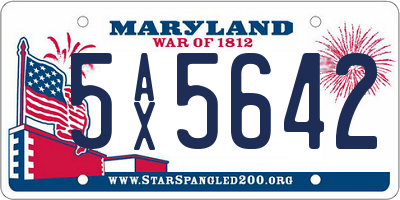 MD license plate 5AX5642