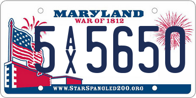 MD license plate 5AX5650