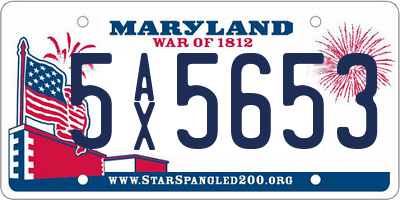 MD license plate 5AX5653