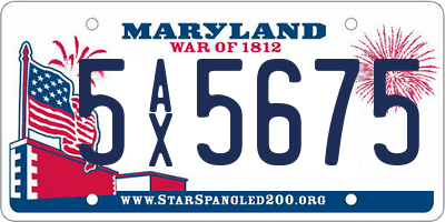 MD license plate 5AX5675