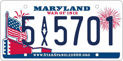 MD license plate 5AX5701