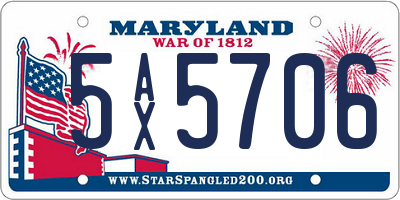 MD license plate 5AX5706