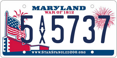 MD license plate 5AX5737