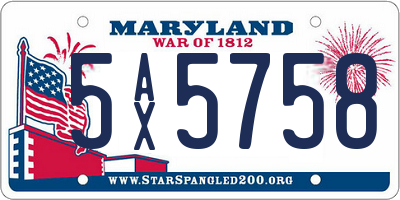 MD license plate 5AX5758
