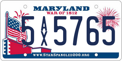 MD license plate 5AX5765